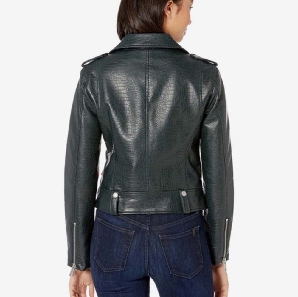 Levi's Python Print Faux Leather Cropped Moto Jac… - image 2